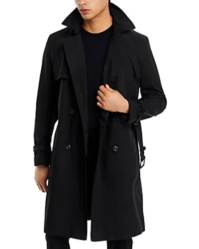 Hugo Maluks Belted Water Repellent Trench Coat In Black