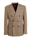 Hugo Boss Earth-tone Houndstooth Jacket In Beige