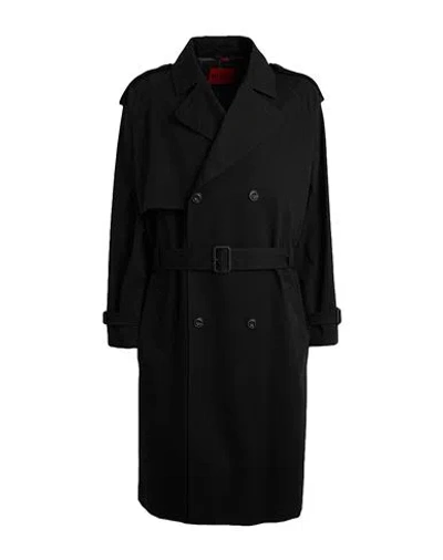 Hugo Boss Water-repellent Trench Coat With Buckled Belt In Black