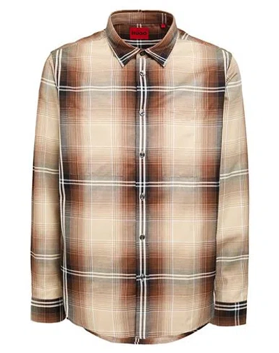 Hugo Boss Hugo Man Shirt Brown Size Xl Cotton