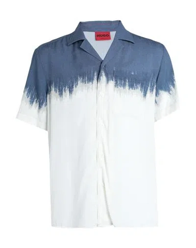 Hugo Man Shirt Slate Blue Size Xl Viscose
