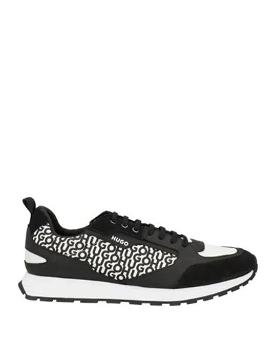 Hugo Boss Hugo Man Sneakers Black Size 12 Leather, Textile Fibers