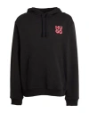 Hugo Cotton-terry Hoodie With Stacked Logo Print In Black 001