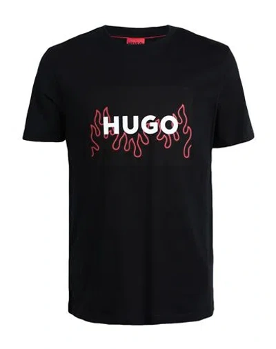 Hugo Man T-shirt Black Size L Cotton, Elastane