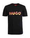 Hugo Boss Cotton-jersey T-shirt With Puffed Flame Logo In Black