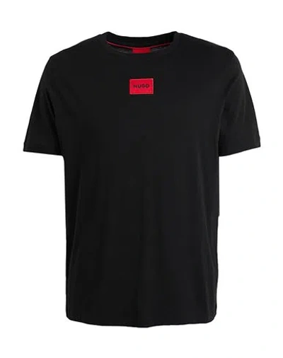 Hugo Boss Regular-fit Cotton T-shirt With Red Logo Label In Black