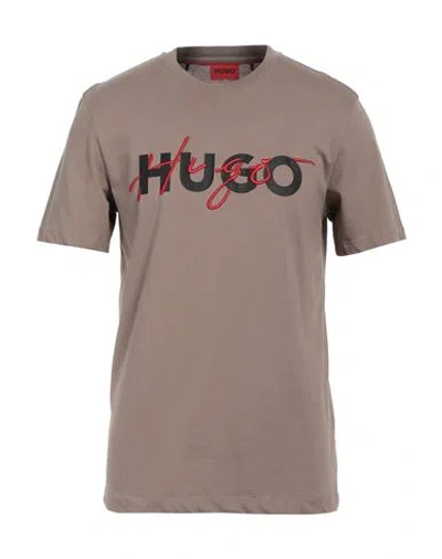 Hugo Man T-shirt Khaki Size L Cotton In Beige