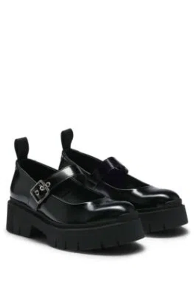 Hugo Mary Jane Shoes In Brush-off Leather In Black