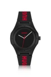 HUGO MATTE-BLACK WATCH WITH BRANDED SILICONE STRAP MEN'S WATCHES