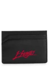 Hugo Boss Matte-leather Card Holder With Handwritten Logo In Black