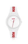 HUGO MATTE-WHITE WATCH WITH BRANDED SILICONE STRAP MEN'S WATCHES