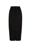 Hugo Boss Maxi Skirt With High Front Slit In Stretch Fabric In Black