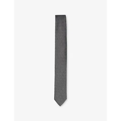 Hugo Boss Hugo Mens Black Jacquard-pattern Silk-blend Tie In Black