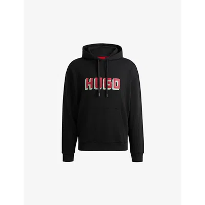 Hugo Boss Logo-print Hoodie In French-terry Cotton In Black