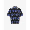 Hugo Boss Oversize-fit Shirt With Print In Black