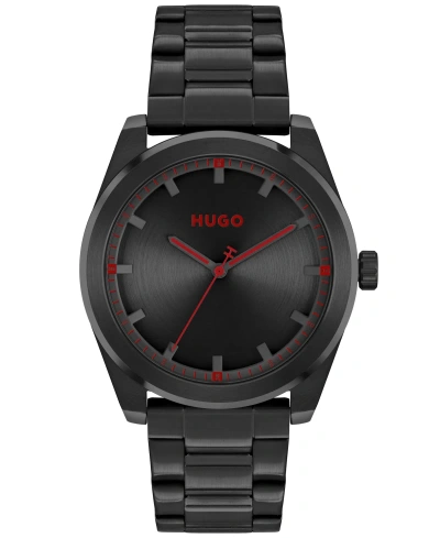 Hugo Men's Bright Quartz Ionic Plated Black Steel Watch 42mm