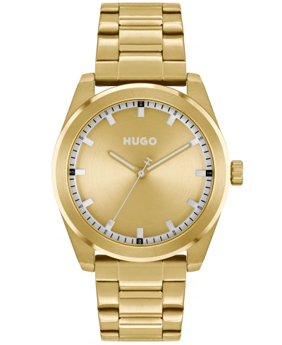 Hugo Men's Bright Quartz Ionic Plated Thin Gold-tone Steel Watch 42mm