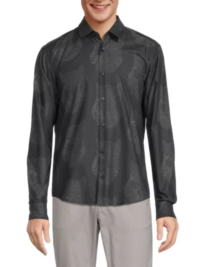Hugo Men's Casual Slim Fit Pattern Shirt In Black