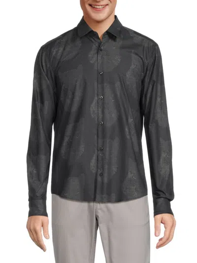 Hugo Boss Men's Casual Slim Fit Pattern Shirt In Black | ModeSens