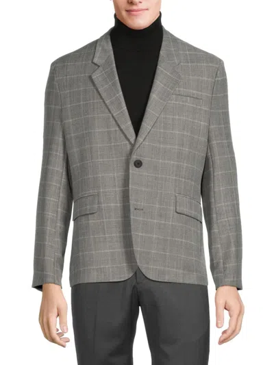 Hugo Men's Check Virgin Wool Blend Blazer In Grey