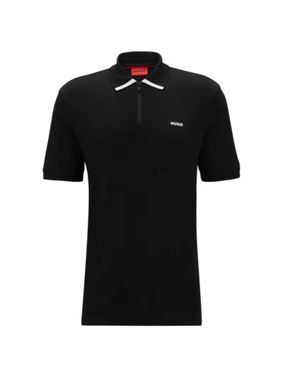 Hugo Men's Cotton-pique Polo Shirt In Black
