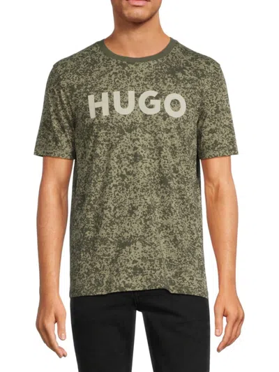 Hugo Men's Dandell Camo Logo T Shirt In Olive Drab