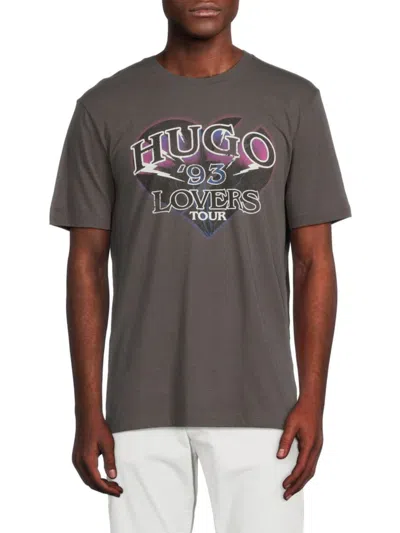 Hugo Men's Daquario '93 Lovers Trour Band T-shirt In Dark Grey