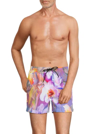 Hugo Men's Diego Floral Swim Shorts In Open Purple