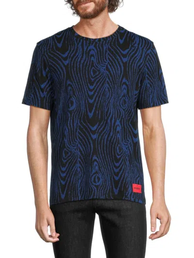 Hugo Men's Doarding Wood Grain T Shirt In Blue