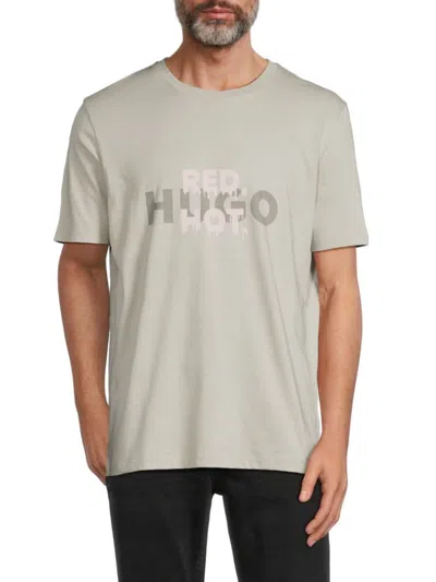 Hugo Men's Domayred Red Hot Logo T-shirt In Grey