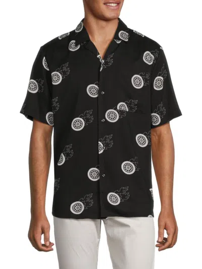 Hugo Boss Hugo Men's Ellino Print Short Sleeve Camp Shirt In Black