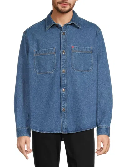Hugo Men's Erato Long Sleeve Shirt Jacket In Blue