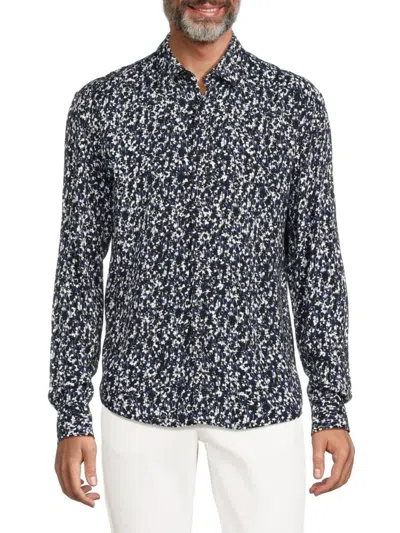 Hugo Men's Ermo Casual Slim Fit Floral Print Shirt In Navy