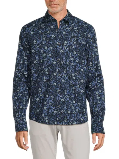 Hugo Men's Ermo Casual Slim Fit Floral Sport Shirt In Dark Blue