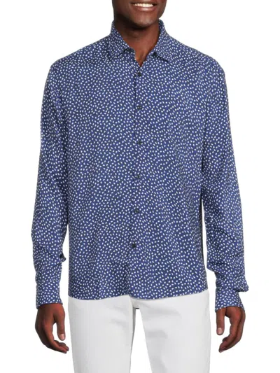 Hugo Men's Ermo Casual Slim Fit Print Shirt In Blue