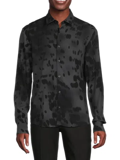 Hugo Men's Ermo Casual Slim Fit Print Shirt In Dark Grey