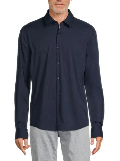 Hugo Men's Ermo Slim Fit Knit Button Down Shirt In Dark Blue