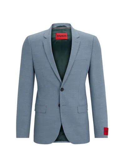 Hugo Boss Extra-slim-fit Jacket In Performance-stretch Patterned Cloth In Blue