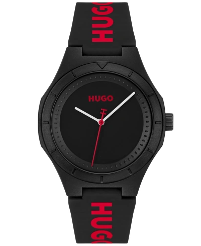 Hugo Matte-black Watch With Branded Silicone Strap Men's Watches In Assorted-pre-pack