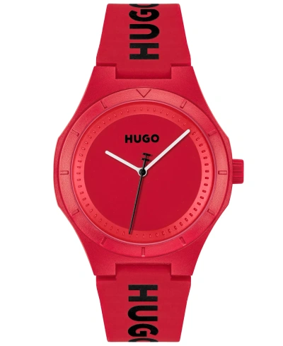 Hugo Men's Lit For Him Quartz Red Silicone Watch 42mm