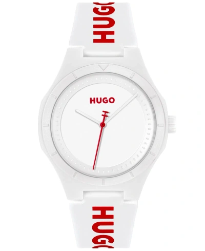 Hugo Matte-white Watch With Branded Silicone Strap Men's Watches In Assorted-pre-pack
