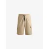 Hugo Boss Structured-cotton Shorts With Drawstring And Logo Patch In Medium Beige