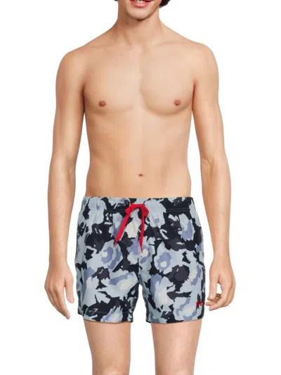Hugo Boss Quick-dry Printed Swim Shorts In Light Blue