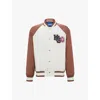 Hugo Boss Water-repellent Bomber Jacket With Varsity-inspired Logo Patch In Open White
