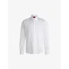 Hugo Boss Regular-fit Shirt In Cotton And Cashmere In Open White