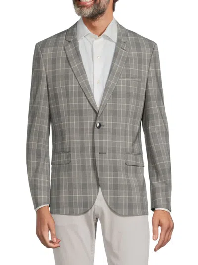 Hugo Men's Regular Fit Plaid Virgin Wool Blend Sportcoat In Grey