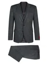 Hugo Men's Slim Fit Three-piece Suit In Performance Stretch Jersey In Grey