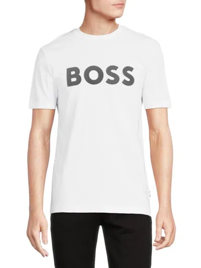 Hugo Men's Tiburt Logo Tee In White