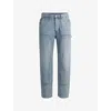 Hugo Boss Baggy-fit Carpenter Jeans In Cotton Denim In Turquoise/aqua