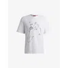 Hugo Boss Relaxed-fit T-shirt In Cotton Jersey With Face Print In White